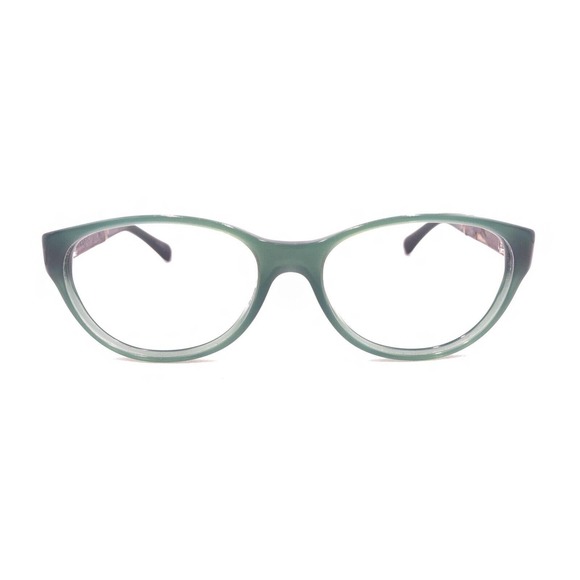 Chanel Green Oval Eyeglasses Frames 53-16 135 Italy Designer Fashion Leather - Picture 6 of 12
